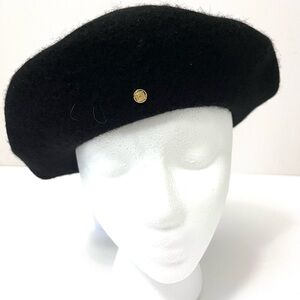 NWT Liz Claiborne Black Wool Classic Chic Beret Hat Women Soft Paris One Size